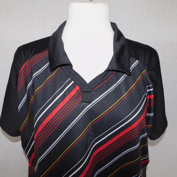 Nancy Lopez Womens Plus Size 1X Black Red White Striped Golf Polo Shirt - Picture 2 of 10